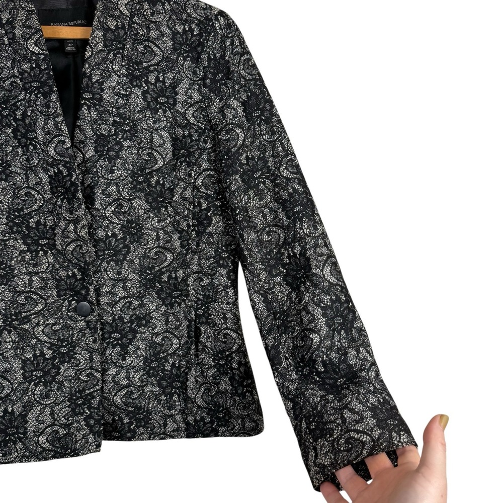 Banana Republic Women Blazer Jacket 8P Floral Dark Romantic Artsy Glam Event - Picture 2 of 9